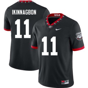 #11 Darren Ikinnagbon University of Georgia 100th Anniversary Black Mens Jerseys NCAA College Football 419761-410