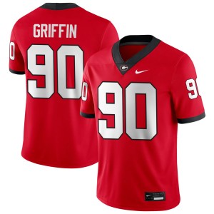 #90 Elijah Griffin UGA Bulldogs Red Mens Jersey NCAA College Football 814061-535