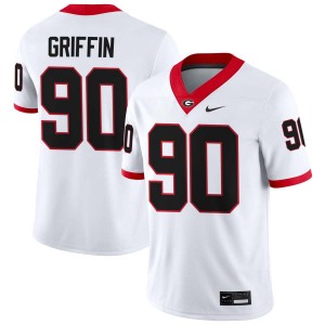 #90 Elijah Griffin University of Georgia White Men's Jersey Embroidery College Football 509015-141