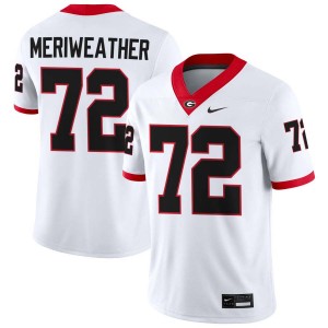 #72 Jamal Meriweather Go Dawgs White Men Jersey Replica College Football 705239-593