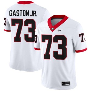 #73 Juan Gaston Dawgs White Men's Jerseys Replica College Football 681582-829