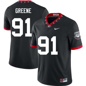 #91 Justin Greene Georgia 100th Anniversary Black Men Jersey Game College Football 307134-823