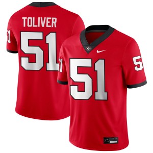 #51 Malachi Toliver Georgia Bulldogs Red Mens Jerseys University College Football 729432-331