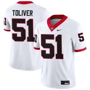 #51 Malachi Toliver Georgia Bulldogs White Men's Jerseys Alumni College Football 298899-519