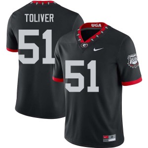 #51 Malachi Toliver Georgia Bulldogs 100th Anniversary Black Men's Jersey High School College Football 211347-639