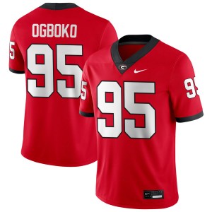#95 Nnamdi Ogboko UGA Red Men's Jerseys Limited College Football 409314-185
