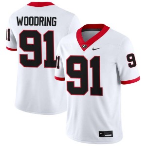 #91 Peyton Woodring Go Dawgs White Men Jersey Game College Football 193887-430