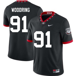 #91 Peyton Woodring University of Georgia 100th Anniversary Black Mens Jersey NCAA College Football 840957-519