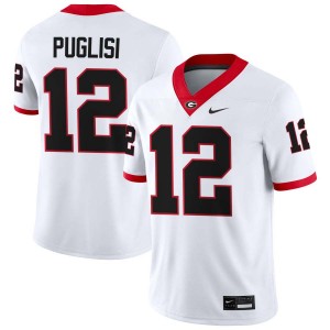 #12 Ryan Puglisi Georgia Bulldogs White Men's Jersey 2025-26 College Football 138490-806
