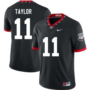 #11 Talyn Taylor Dawgs 100th Anniversary Black Mens Jersey Stitched College Football 147203-249