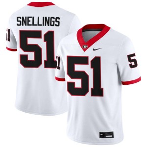 #51 Will Snellings University of Georgia White Mens Jersey Limited College Football 173423-101