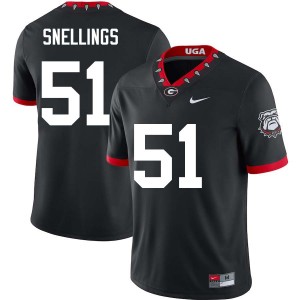 #51 Will Snellings Georgia Bulldogs 100th Anniversary Black Mens Jersey Replica College Football 865387-624
