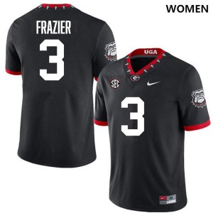 #3 Nate Frazier Dawgs 100th Anniversary Black Womens Jersey Stitched College Football 640657-856