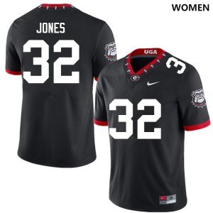 #32 Cash Jones Dawgs 100th Anniversary Black Womens Jersey Replica College Football 502910-697
