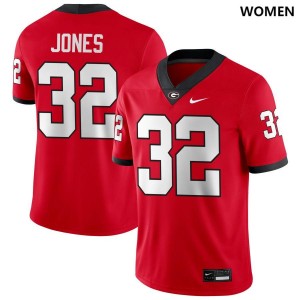 #32 Cash Jones Dawgs Red Women's Jerseys 2025 College Football 473526-999