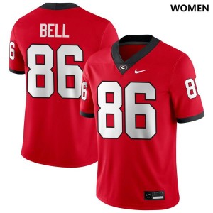 #86 Dillon Bell Dawgs Red Women Jersey Player College Football 481604-100