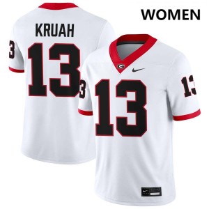 #13 AJ Kruah UGA Bulldogs White Womens Jerseys Player College Football 519275-553