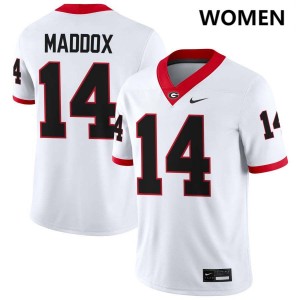 #14 Adrian Maddox Georgia Bulldogs White Womens Jersey NCAA College Football 699600-434