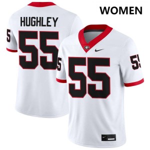 #55 Bo Hughley University of Georgia White Women Jerseys Limited College Football 751667-483