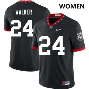 #24 Bo Walker Go Dawgs 100th Anniversary Black Womens Jerseys 2025-26 College Football 699681-529