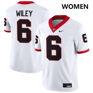 #6 CJ Wiley University of Georgia White Women's Jerseys Embroidery College Football 263712-957