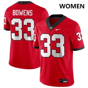 #33 Chauncey Bowens UGA Bulldogs Red Women Jerseys Replica College Football 677488-654