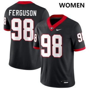 #98 Connor Ferguson University of Georgia Black Womens Jerseys Embroidery College Football 534708-723