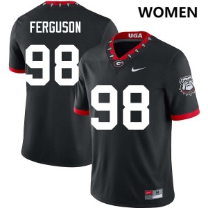 #98 Connor Ferguson University of Georgia 100th Anniversary Black Women's Jerseys Official College Football 108937-399