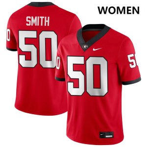 #50 Cortez Smith Go Dawgs Red Women's Jersey University College Football 748672-853