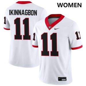 #11 Darren Ikinnagbon University of Georgia White Women's Jersey Stitched College Football 438392-329
