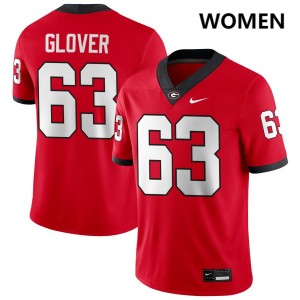 #63 Dontrell Glover University of Georgia Red Women's Jerseys Stitched College Football 788722-560