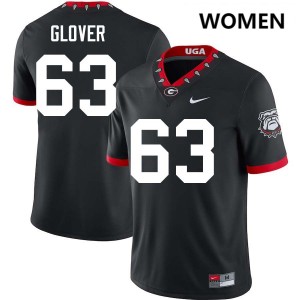 #63 Dontrell Glover Dawgs 100th Anniversary Black Women's Jerseys University College Football 402831-708
