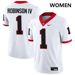 #1 Ellis Robinson IV Go Dawgs White Women Jersey Embroidery College Football 172180-132