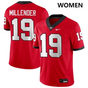 #19 Hezekiah Millender UGA Bulldogs Red Women's Jersey Official College Football 746658-419