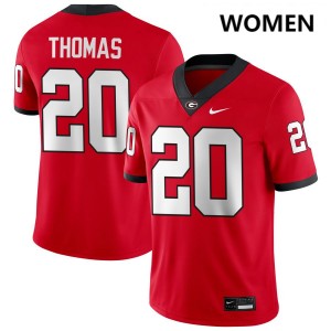 #20 JaCorey Thomas UGA Red Womens Jersey Embroidery College Football 350852-144