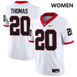 #20 JaCorey Thomas UGA White Womens Jerseys Player College Football 383298-640