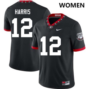 #12 Jaden Harris UGA 100th Anniversary Black Women's Jerseys Replica College Football 583475-936