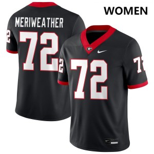 #72 Jamal Meriweather University of Georgia Black Women Jersey Game College Football 510070-186