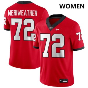 #72 Jamal Meriweather Dawgs Red Women Jerseys Official College Football 453762-330