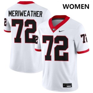 #72 Jamal Meriweather UGA White Women's Jersey Game College Football 852905-357