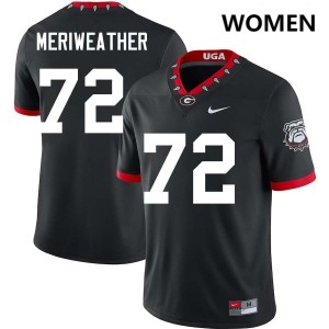 #72 Jamal Meriweather Georgia 100th Anniversary Black Womens Jersey Embroidery College Football 359484-150