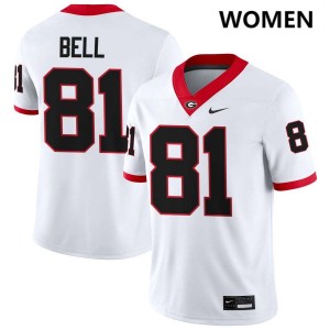 #81 Jeremy Bell Dawgs White Women's Jersey NCAA College Football 827790-952