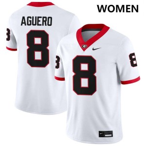 #8 Joenel Aguero Dawgs White Womens Jerseys Stitched College Football 321313-974