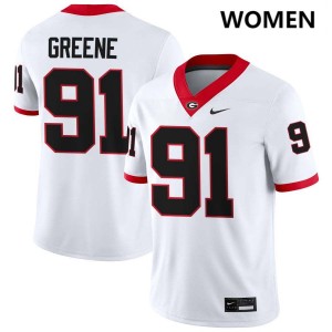 #91 Justin Greene UGA White Women's Jersey Replica College Football 805074-146