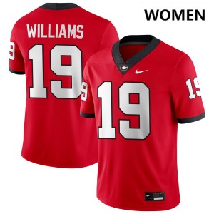 #19 Justin Williams University of Georgia Red Womens Jersey 2025-26 College Football 437350-707