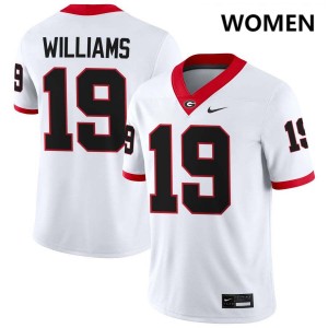 #19 Justin Williams Georgia Bulldogs White Womens Jerseys 2025 College Football 774058-927