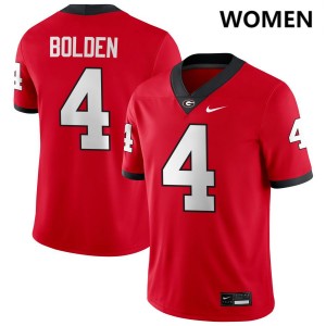 #4 KJ Bolden Georgia Red Womens Jerseys Player College Football 290592-414