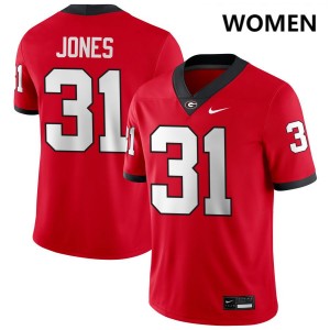 #31 Kyron Jones UGA Red Women Jerseys Game College Football 592043-904
