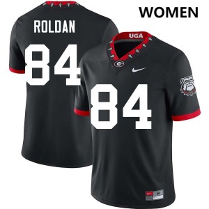 #84 Landon Roldan UGA 100th Anniversary Black Women's Jersey Limited College Football 917637-753