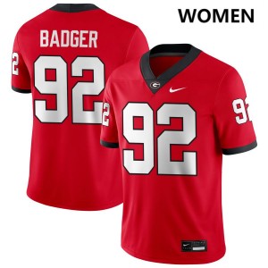 #92 Liam Badger University of Georgia Red Womens Jersey 2025 College Football 834641-120